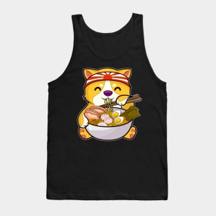 Kawaii Dog Ramen Bowl Funny Anime Noodles Puppy Tank Top